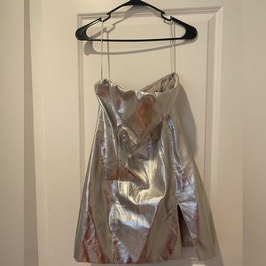 Naked Wardrobe Silver Metallic Dress